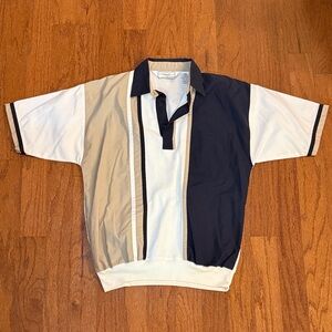 Men's Colorblock Polo Shirt - Navy and Cream
